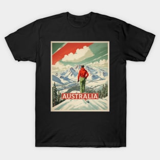 Ski Australia Vintage Travel Poster T-Shirt